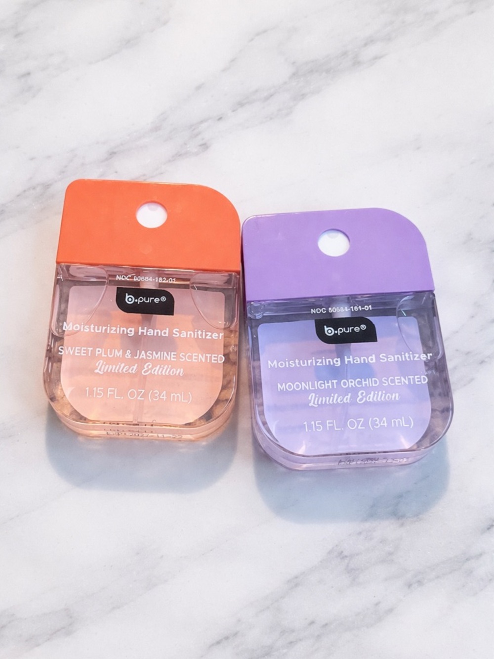 NEW b•pure Hand Sanitizer Set (2) – Moonlight Orchid & Sweet Plum Jasmine